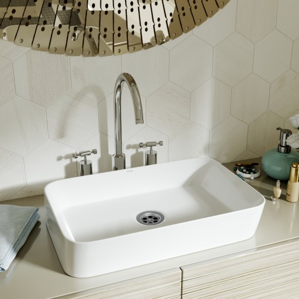 Раковина накладная на столешницу WAVE City 550*390*120 ш*г*в без перелива,белый,прямоуг - 552551 