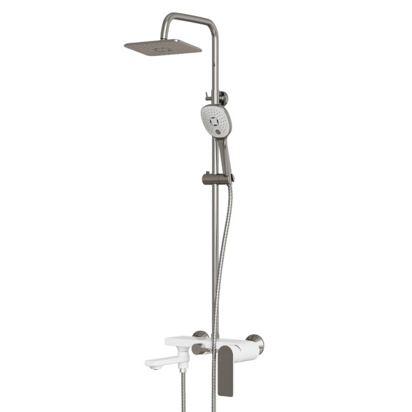 Душевая система 35к MIXLINE ML33-06&amp;quot;City White&amp;quot;излив лейка 3 поз. +лейка&amp;quot;Тропический душ&amp;quot; БЕЛЫЙ/ХРОМ - ML33-06 