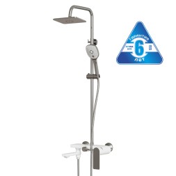Душевая система 35к MIXLINE ML33-06"City White"излив лейка 3 поз. +лейка"Тропический душ" БЕЛЫЙ/ХРОМ - ML33-06