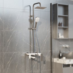 Душевая система 35к MIXLINE ML33-06"City White"излив лейка 3 поз. +лейка"Тропический душ" БЕЛЫЙ/ХРОМ - ML33-06