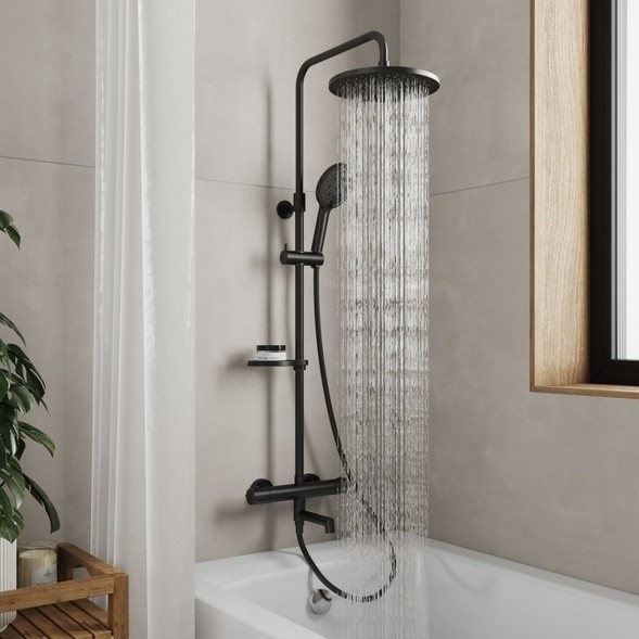 Душевая система термостат Milardo ILSBLTHM06 &amp;quot;Ideal Spa&amp;quot; лейка &amp;quot;Тропический душ&amp;quot;  ЧЕРНЫЙ матовый - ILSBLTHM06 