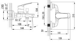 Смеситель для ванны AZARIO EVORA с ручным душем, керамический картридж, хром (AZ-WKE238043C)