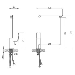 Смеситель для кухонной мойки Azario EDDIE керамический картридж, хром (AZ-VBH568080C)