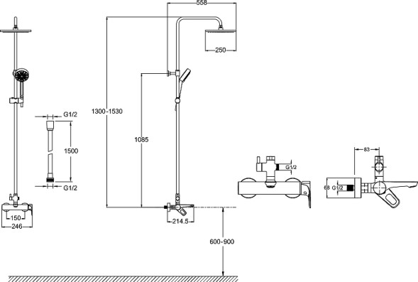 Душевая система Jacob Delafon Aleo хром (E26809-CP)