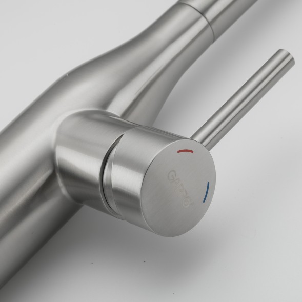 Смеситель для кухни 35к G4398-45 GAPPO нерж. сталь, высокий выдвижной излив, САТИН - G4398-45 