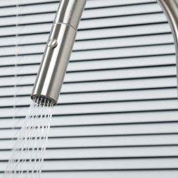 Смеситель для кухни 35к G4398-45 GAPPO нерж. сталь, высокий выдвижной излив, САТИН - G4398-45