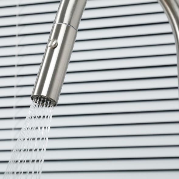 Смеситель для кухни 35к G4398-45 GAPPO нерж. сталь, высокий выдвижной излив, САТИН - G4398-45 