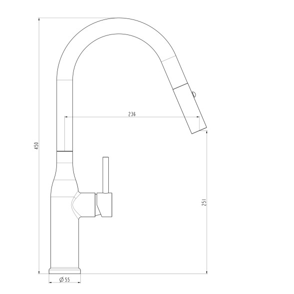 Смеситель для кухни 35к G4398-45 GAPPO нерж. сталь, высокий выдвижной излив, САТИН - G4398-45 