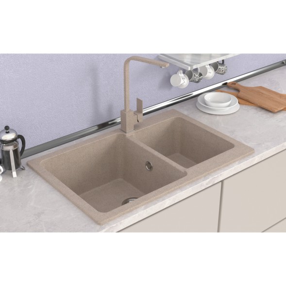 Мойка ML-GMS13 СТАНДАРТ двухчашевая, песочный (302), 767*502*190мм - 00-00003521 