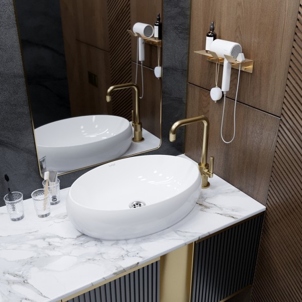 Раковина накладная на столешницу WAVE Comfort 600*400*150 ш*г*в без перелива,белый,овал - 552546 