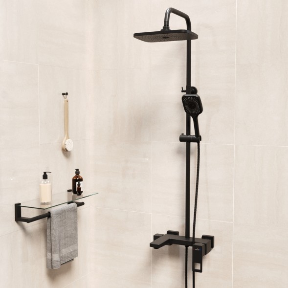 Душевая система 35к MIXLINE ML34-06 &amp;quot;Solo Black&amp;quot; излив лейка 3 поз.+лейка&amp;quot;Тропический душ&amp;quot; ЧЕРНЫЙ - ML34-06 