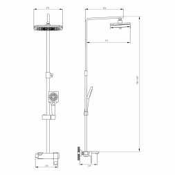 Душевая система 35к MIXLINE ML34-06 "Solo Black" излив лейка 3 поз.+лейка"Тропический душ" ЧЕРНЫЙ - ML34-06