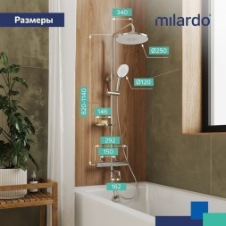 Душевая система термостат Milardo ILSSBTHM06 &amp;quot;Ideal Spa&amp;quot; лейка &amp;quot;Тропический душ&amp;quot; ХРОМ - ILSSBTHM06 