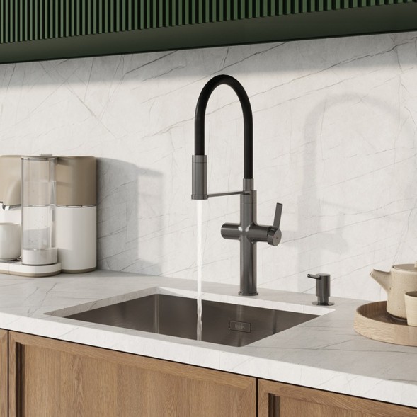 Смеситель для кухни 30к IDDIS IKNGMFFi05 &amp;quot;Ikon&amp;quot; с вых для пит. фильтра выс.гибкий излив ГРАФИТ мат. - IKNGMFFi05 