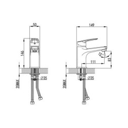 Смеситель для раковины 35к Milardo NIASB00M01 "Niagara" литой ХРОМ - NIASB00M01