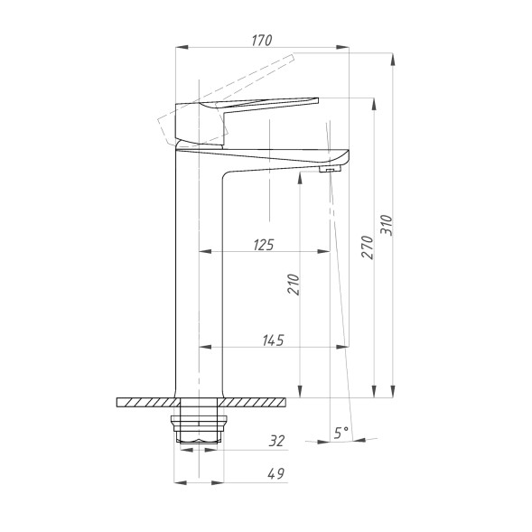 Смеситель для раковины 35к ПРОФСАН ПСМ-301-6 &amp;quot;STEEL BLACK&amp;quot; высокий, литой ЧЕРНЫЙ-БРОНЗА - PSM-301-6 