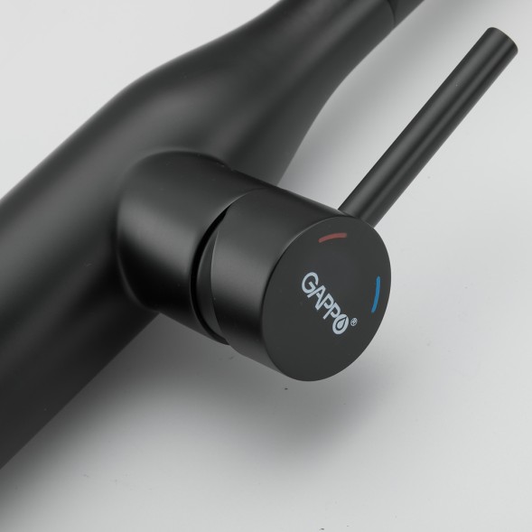 Смеситель для кухни 35к G4398-46 GAPPO нерж. сталь, высокий выдвижной излив, ЧЕРНЫЙ - G4398-46 