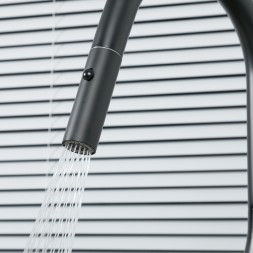 Смеситель для кухни 35к G4398-46 GAPPO нерж. сталь, высокий выдвижной излив, ЧЕРНЫЙ - G4398-46