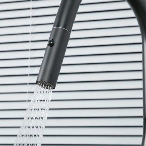 Смеситель для кухни 35к G4398-46 GAPPO нерж. сталь, высокий выдвижной излив, ЧЕРНЫЙ - G4398-46 