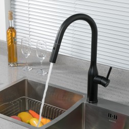 Смеситель для кухни 35к G4398-46 GAPPO нерж. сталь, высокий выдвижной излив, ЧЕРНЫЙ - G4398-46