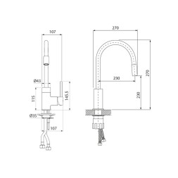Смеситель для кухни 35к IDDIS K36BNJ0i05 "Kitchen 360" гибкий силиконовый излив, САТИН - K36BNJ0i05