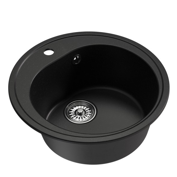 Мойкa ML-GM11 КОМФОРТ круглая, ультра-черная (344), 500мм (глуб. чаши 180) - 00-00009310 
