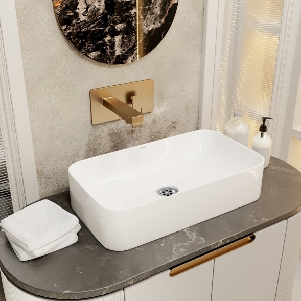 Раковина накладная на столешницу WAVE Promo 605*350*140 ш*г*в без перелива,белый,прямоуг - 552550 