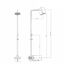 Душевая система 35к MIXLINE MLSS32-06 "Stainless" излив лейка 3 поз.+лейка"Тропический душ" НЕРЖ - MLSS32-06