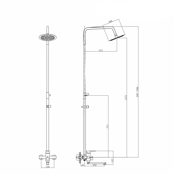 Душевая система 35к MIXLINE MLSS32-06 &amp;quot;Stainless&amp;quot; излив лейка 3 поз.+лейка&amp;quot;Тропический душ&amp;quot; НЕРЖ - MLSS32-06 