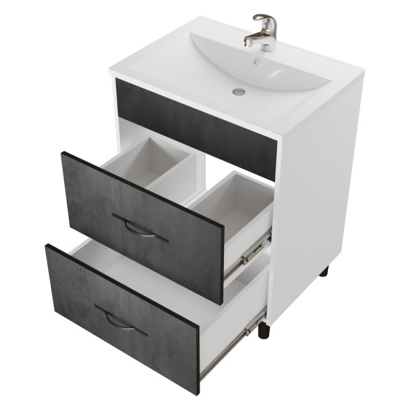 Тумба д/ванной &amp;quot;Сура-60&amp;quot;  под раковину МАРГО-60 (MIXLINE) (ПВХ) - 554991 