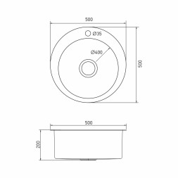 Мойка настол.монтаж D50 (3,0) вып 3 1/2 круглая  MIXLINE PRO 20см с сифоном (сатин) - 554768 
