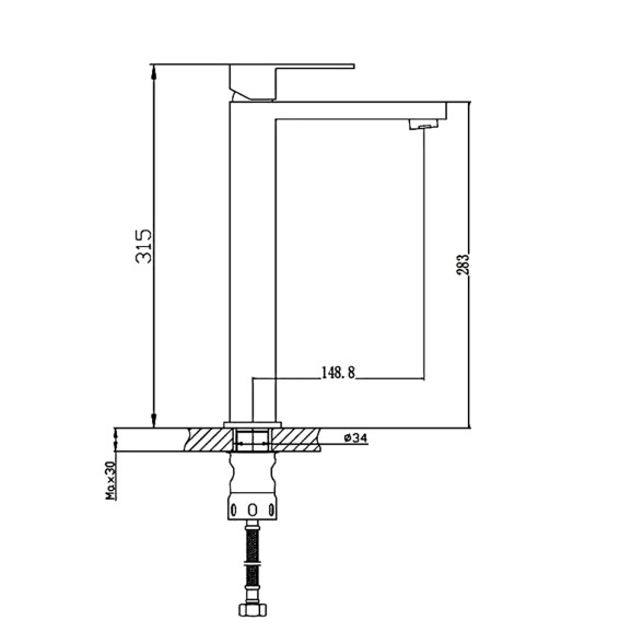 Смеситель для раковины 35к HB11803-7 HAIBA б/отв п/гайку высокий ЧЕРНЫЙ - HB11803-7 