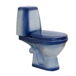 Унитаз-компакт &amp;quot;Премьер&amp;quot; синий (гориз, нижн, сид. полип., 2-кн.арм) (Rosa) - 4620008191171 