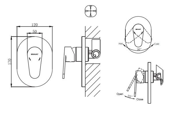Смеситель для душа Bravat Eler Хром (FB848238CP-RUS)