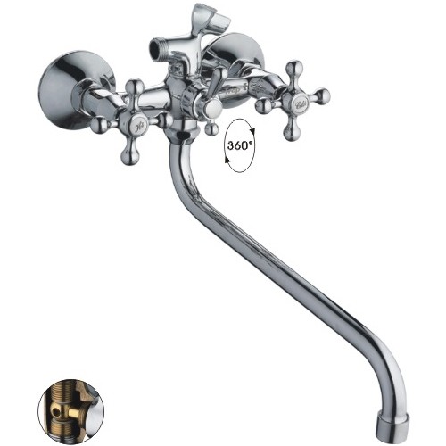 Смеситель для ванны и раковины 1/2 кер HB2208 HAIBA с шар перекл КРЕСТ - HB2208 