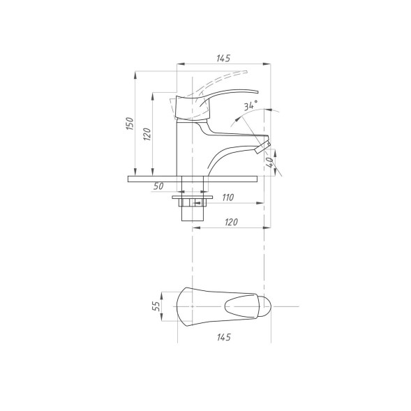 Смеситель для раковины 40к ПРОФСАН ПСМ-740-023 &amp;quot;ПЛЮС&amp;quot; литой, п/гайку, без подводки, ХРОМ - PSM-740-023 