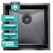 Мойка подст.монтаж 45х45 (3,0) вып 3 1/2  MIXLINE PRO 20см с сифоном (черный графит) - 547226 