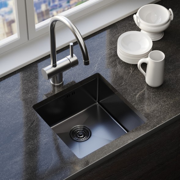 Мойка подст.монтаж 45х45 (3,0) вып 3 1/2  MIXLINE PRO 20см с сифоном (черный графит) - 547226 