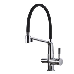 Смеситель для кухни 35к G4398-7 GAPPO гиб. излив, с вых. для пит. фильтра, ЧЕРНЫЙ-хром - G4398-7
