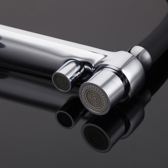 Смеситель для кухни 35к G4398-7 GAPPO гиб. излив, с вых. для пит. фильтра, ЧЕРНЫЙ-хром - G4398-7 