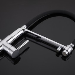 Смеситель для кухни 35к G4398-7 GAPPO гиб. излив, с вых. для пит. фильтра, ЧЕРНЫЙ-хром - G4398-7