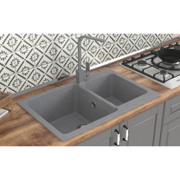 Мойка ML-GMS13 СТАНДАРТ двухчашевая, темно-серый (309), 767*502*190мм - 00-00003530 