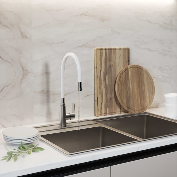 Излив для см кухня ГИБКИЙ белый (для смесителей MIXLINE MLSS36-09) -  