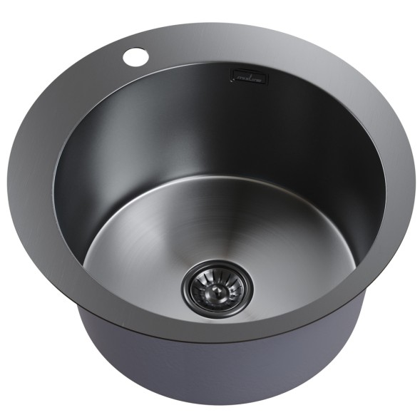 Мойка настол.монтаж D50 (3,0) вып 3 1/2 круглая  MIXLINE PRO 20см с сифоном (черный графит) - 554770 