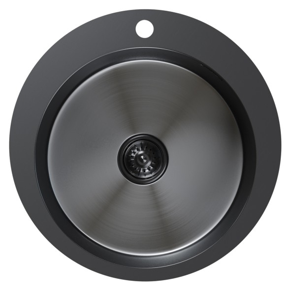 Мойка настол.монтаж D50 (3,0) вып 3 1/2 круглая  MIXLINE PRO 20см с сифоном (черный графит) - 554770 