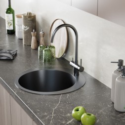 Мойка настол.монтаж D50 (3,0) вып 3 1/2 круглая  MIXLINE PRO 20см с сифоном (черный графит) - 554770 
