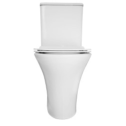 Унитаз-компакт Azario FRETTA ROUND 650х340х770 напольный, безободковый, со смывным механизмом Geberit, бачком и сиденьем микролифт (AZ-1217 + AZ-1216-G)