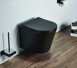 Унитаз подвесной Azario Teramo 480х365х360 безободковый, в комплекте с сидением микролифт, черный матовый (AZ-053E-R-MB SP)