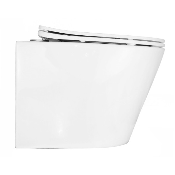 Унитаз подвесной Azario Atrio 490x365x360 безободковый, с сиденьем микролифт, белый (AZ-2330)