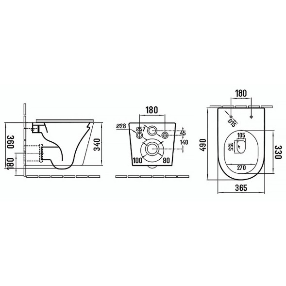 Унитаз подвесной Azario Atrio 490x365x360 безободковый, с сиденьем микролифт, белый (AZ-2330)